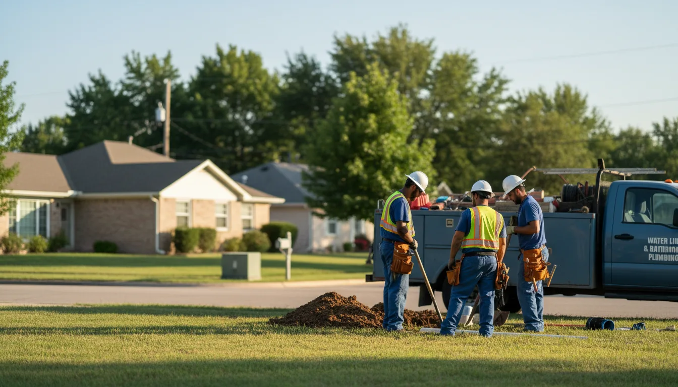 Residential water line and bathroom plumbing service in Pella, IA